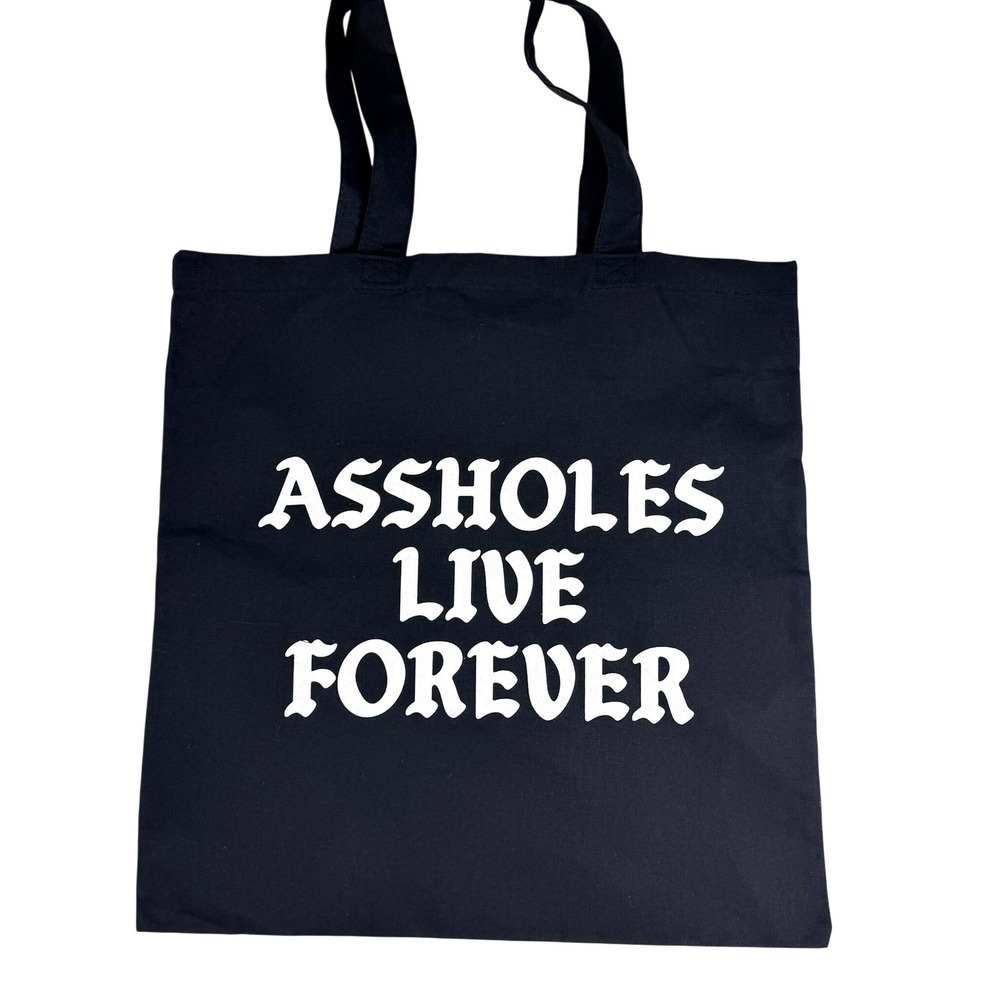 A-holes Live Forever Black Graphic Tote Bag Q-Tees of California Cotton Canvas